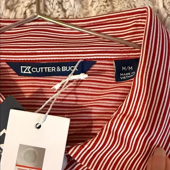 Cutter & Buck Men's Crimson Striped Polo - Picture 2 of 6